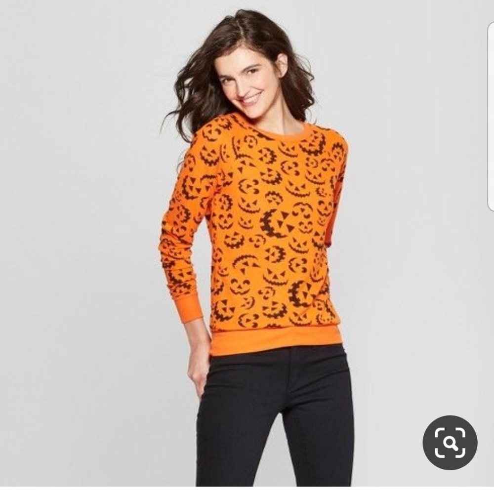 Halloween Pumpkin Print Light Sweatshirt